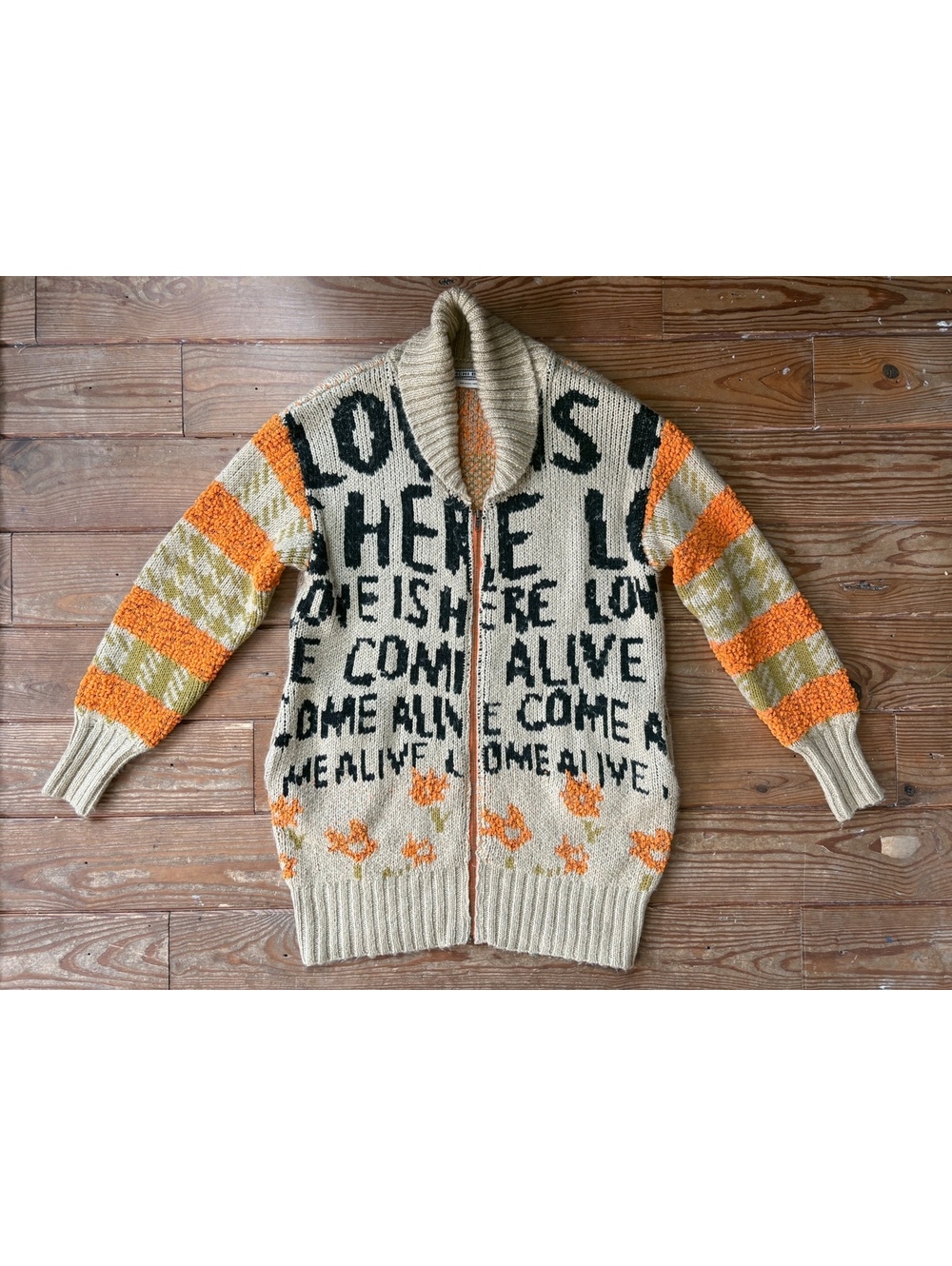 Kimchi Blue Urban Outfitters Love Is Here Floral Chunky Knit Zip Cardigan S